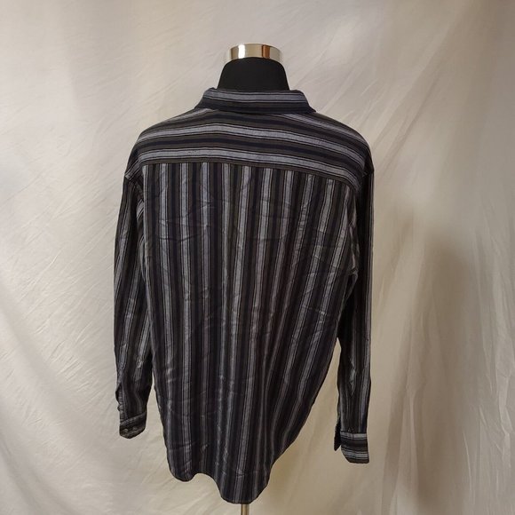 Northwest Territory Mens XL Blue Green Grey Striped Long Sleeve Button Shirt - Picture 7 of 12